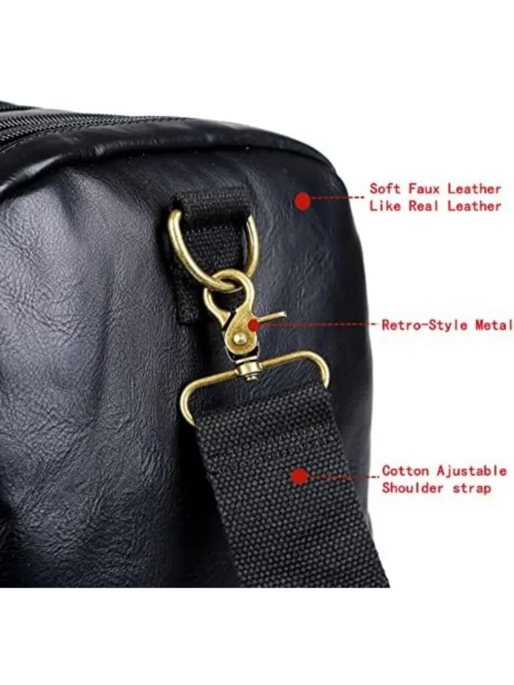 Vegan Leather Weekender Duffel Bag - Stylish Travel Carry-On for Men & Women